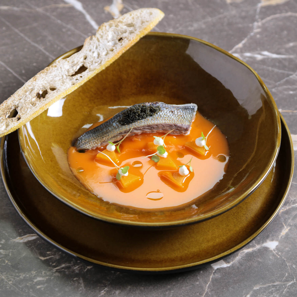 Porto Brasil AMBER SOUP PLATE BIO STONEWARE dia. 8.86"  SKU: '133177101