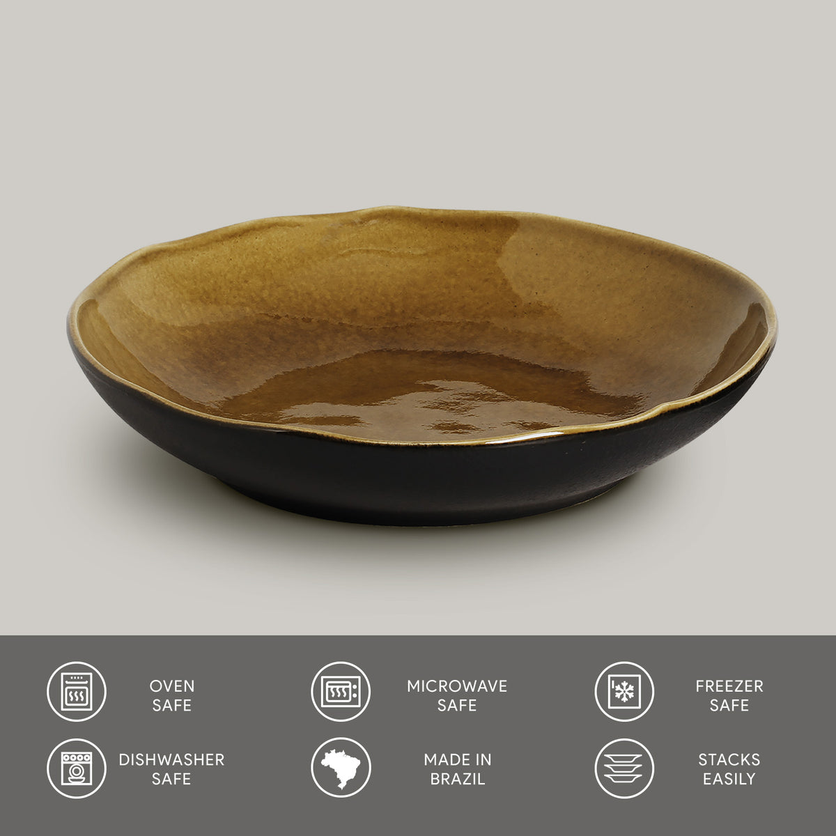 Porto Brasil AMBER SOUP PLATE BIO STONEWARE dia. 8.86"  SKU: '133177101