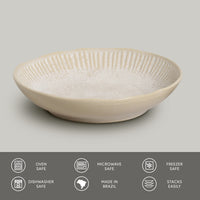 Porto Brasil LATTE LINHAS SOUP PLATE STONEWARE dia. 8.86"  SKU: '1361108501