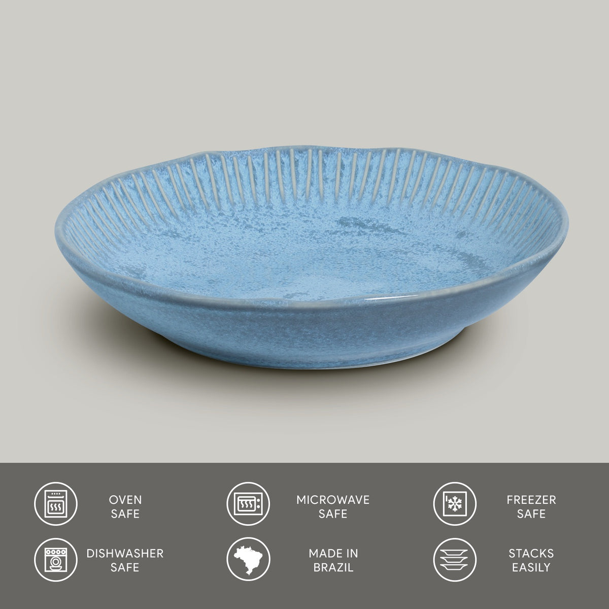 Porto Brasil BREEZE LINHAS SOUP PLATE STONEWARE dia. 8.86"  SKU: '1361109001
