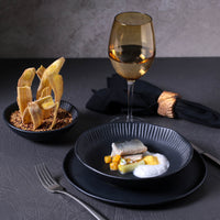 Porto Brasil MATTE BLACK LINHAS SOUP PLATE STONEWARE dia. 8.86"  SKU: '136173901