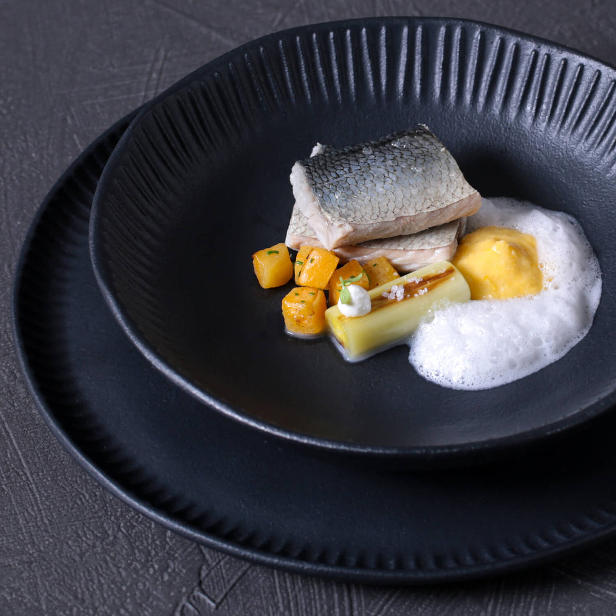 Porto Brasil MATTE BLACK LINHAS SOUP PLATE STONEWARE dia. 8.86"  SKU: '136173901