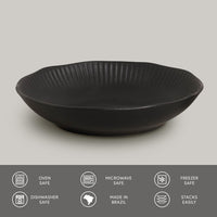 Porto Brasil MATTE BLACK LINHAS SOUP PLATE STONEWARE dia. 8.86"  SKU: '136173901