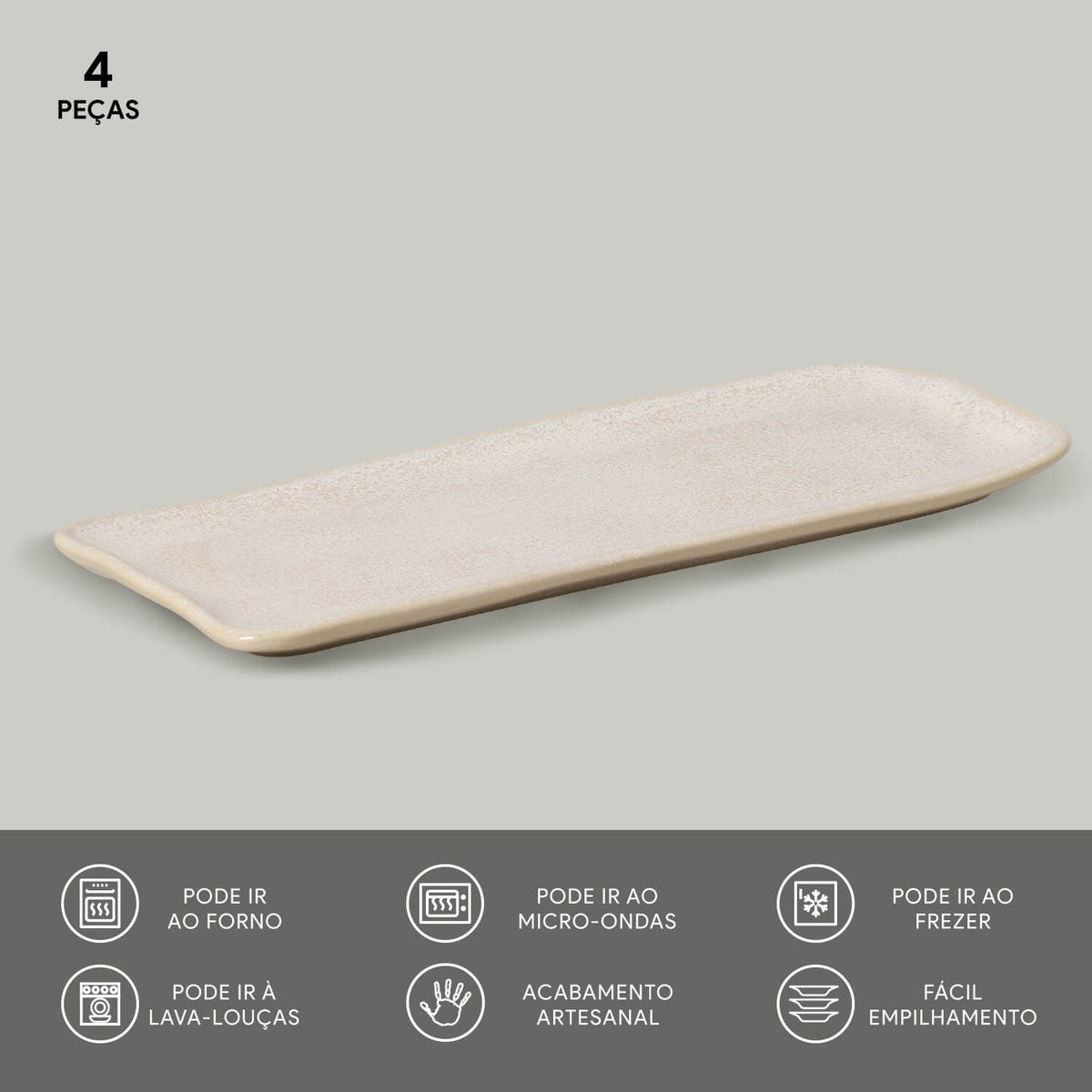 Porto Brasil LATTE RECTANGULAR PR MEDIUM ORGANIC STONEWARE dia. 12.99x5.12"  SKU: '14014108501