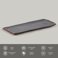Porto Brasil TITANIUM RECTANGULAR PR MEDIUM ORGANIC STONEWARE dia. 12.99x5.12"  SKU: '14014109401