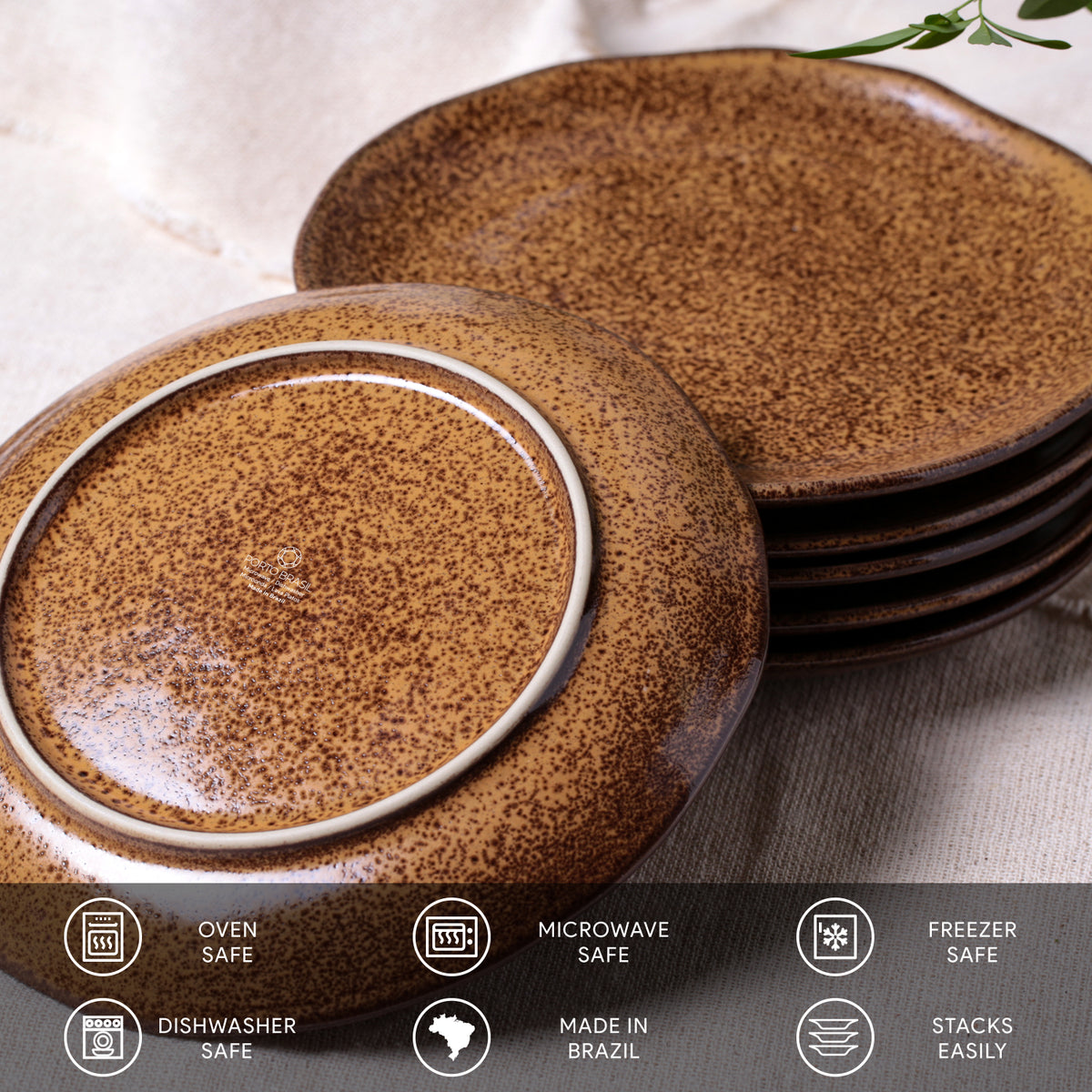 Porto Brasil DIJON DESSERT PLATE ORGANIC STONEWARE dia. 7.68"  SKU: '1414105801