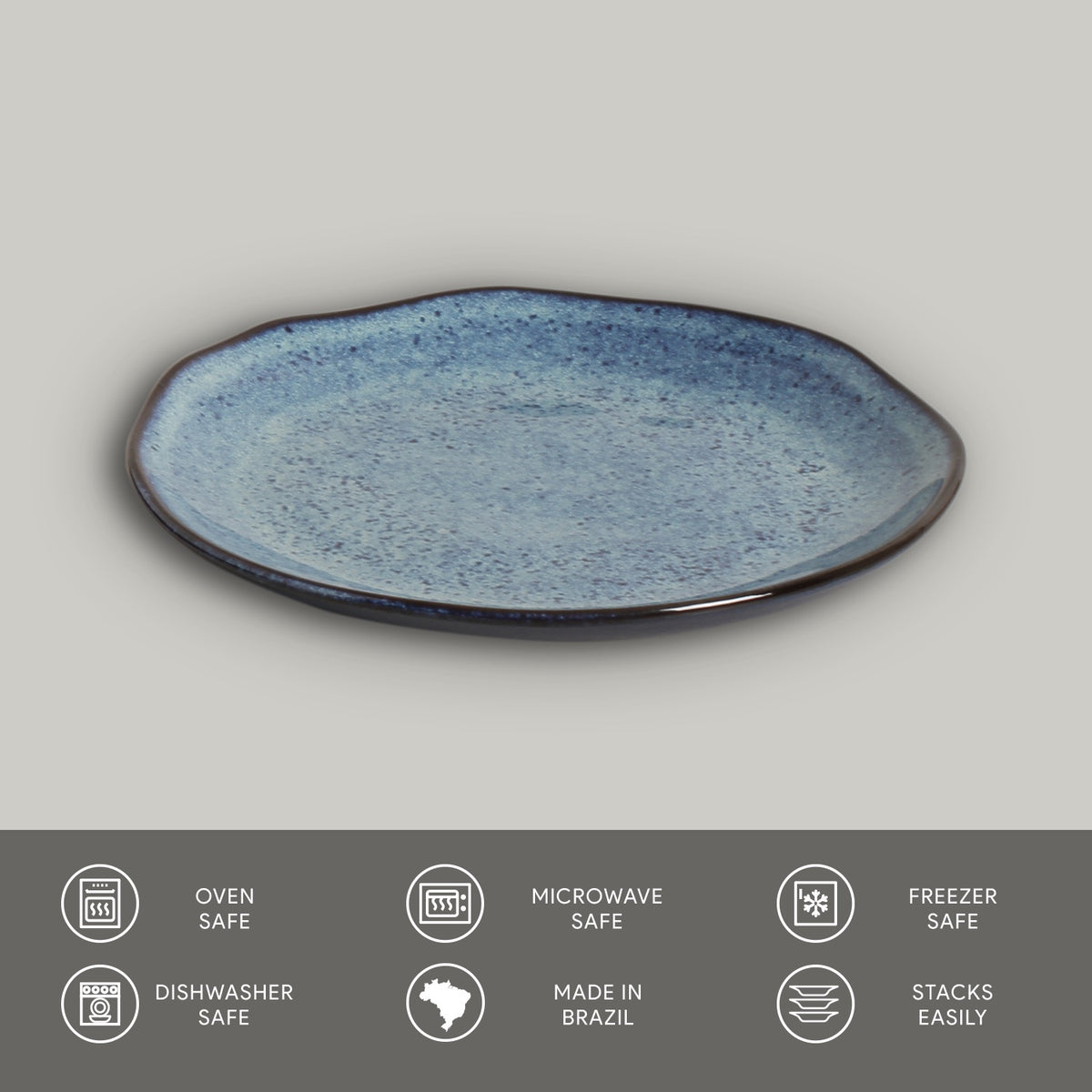 Porto Brasil DENIM DESSERT PLATE ORGANIC STONEWARE dia. 7.68"  SKU: '1414113001