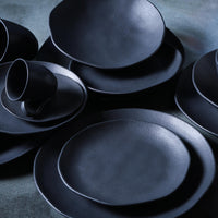 Porto Brasil MATTE BLACK DESSERT PLATE ORGANIC STONEWARE dia. 7.68"  SKU: '141473901