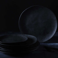 Porto Brasil MATTE BLACK DESSERT PLATE ORGANIC STONEWARE dia. 7.68"  SKU: '141473901