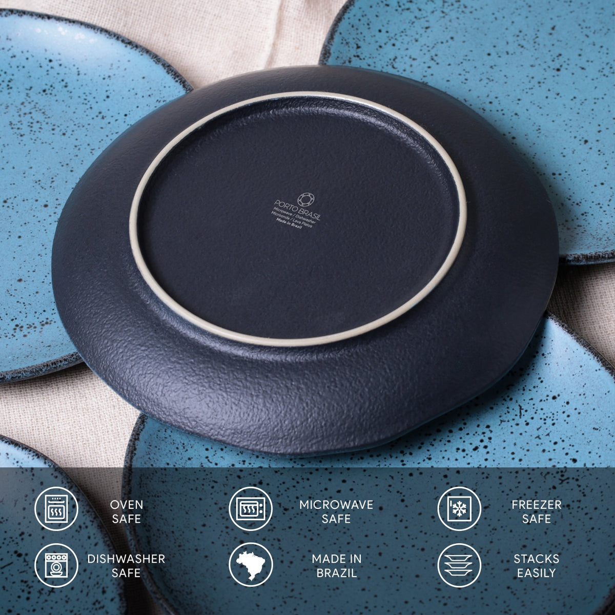 Porto Brasil NIGHT SKY DESSERT PLATE ORGANIC STONEWARE dia. 7.68"  SKU: '141481301