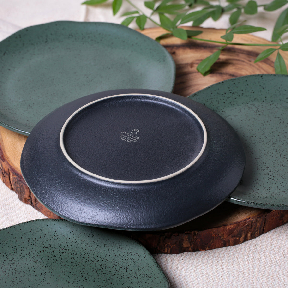 Porto Brasil GREENERY DESSERT PLATE ORGANIC STONEWARE dia. 7.68"  SKU: '141495801