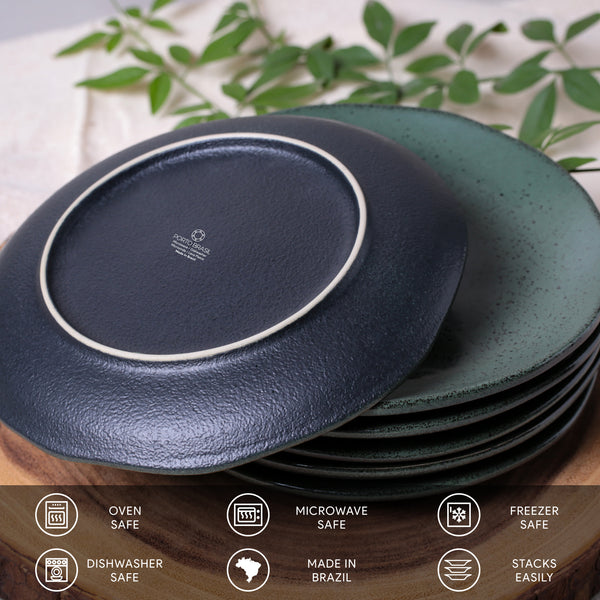 Porto Brasil GREENERY DESSERT PLATE ORGANIC STONEWARE dia. 7.68"  SKU: '141495801