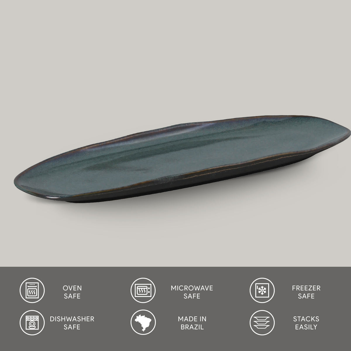 Porto Brasil OCEANO SHALLOW OVAL PR LARGE ORGANIC STONEWARE dia. 14.17x5.12"  SKU: '14214106701