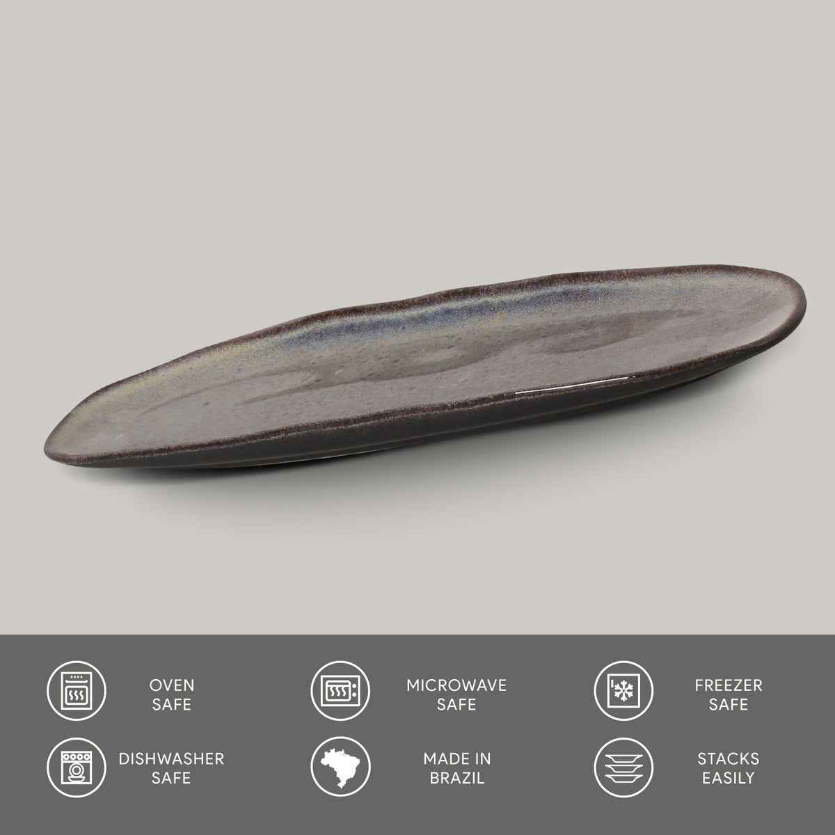 Porto Brasil TOURMALINE SHALLOW OVAL PR LARGE ORGANIC STONEWARE dia. 14.17x5.12"  SKU: '14214108901