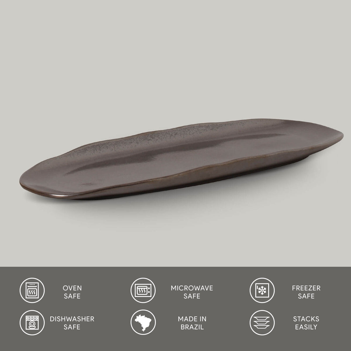 Porto Brasil METALLICA SHALLOW OVAL PR LARGE ORGANIC STONEWARE dia. 14.17x5.12"  SKU: '14214109301