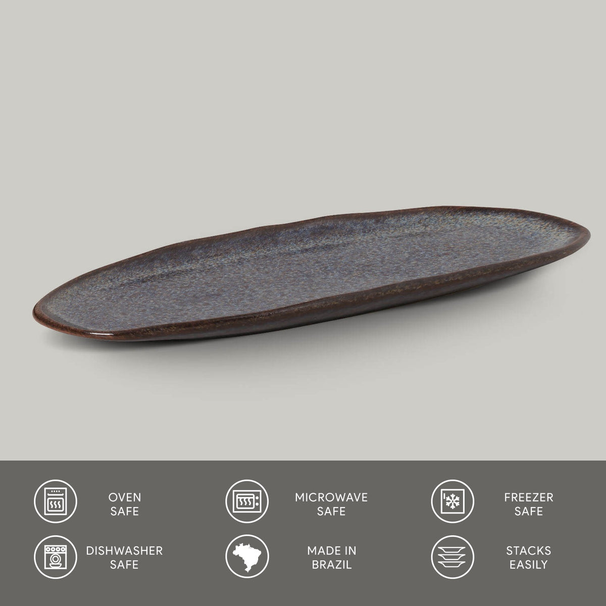 Porto Brasil TITANIUM SHALLOW OVAL PR LARGE ORGANIC STONEWARE dia. 14.17x5.12"  SKU: '14214109401