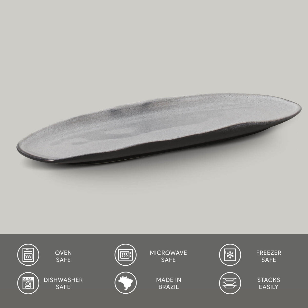 Porto Brasil DUST SHALLOW OVAL PR LARGE ORGANIC STONEWARE dia. 14.17x5.12"  SKU: '14214115801