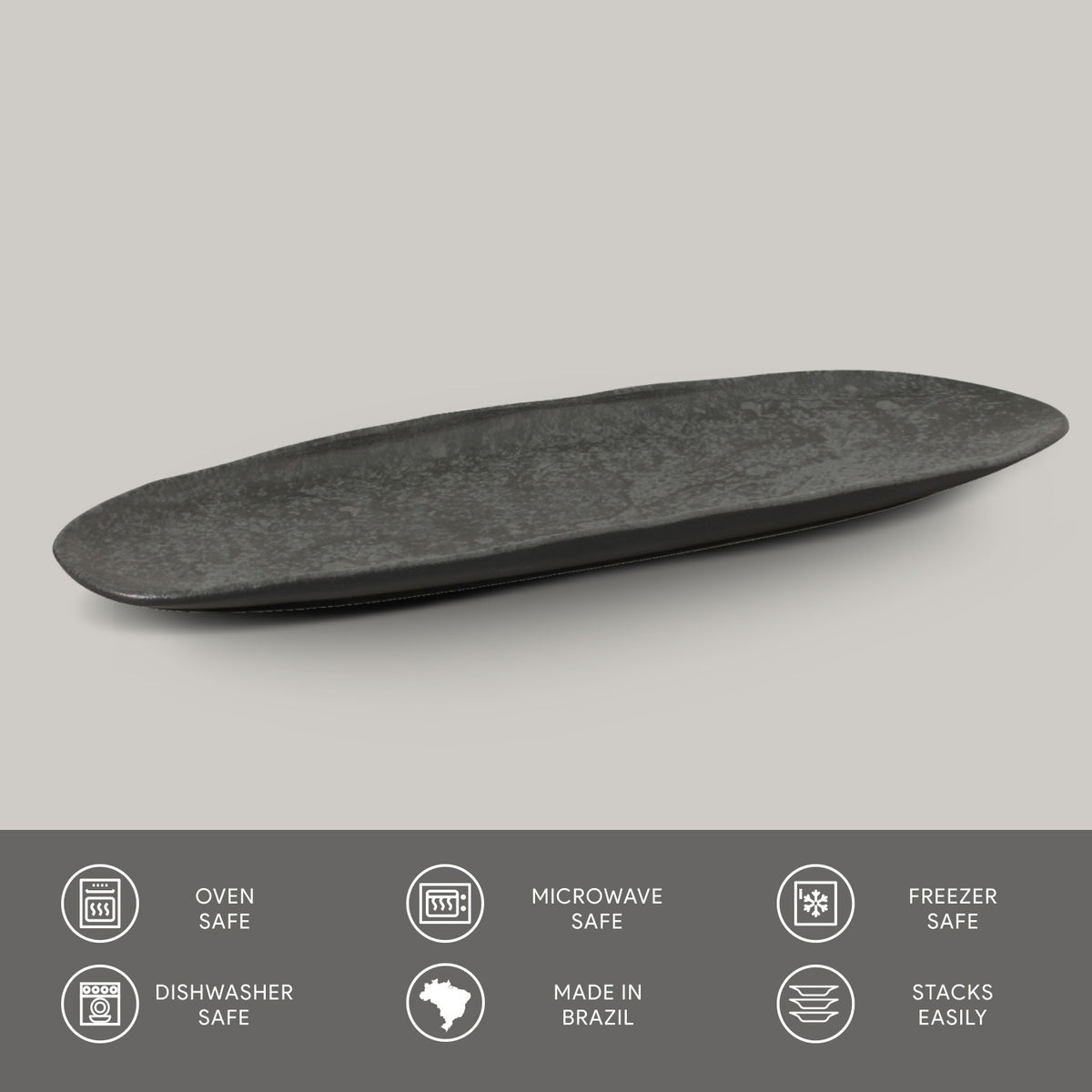 Porto Brasil CHROMIUM SHALLOW OVAL PR LARGE ORGANIC STONEWARE dia. 14.17x5.12"  SKU: '14214115901