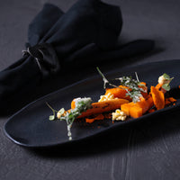 Porto Brasil MATTE BLACK SHALLOW OVAL PR LARGE ORGANIC STONEWARE dia. 14.17x5.12"  SKU: '1421473901