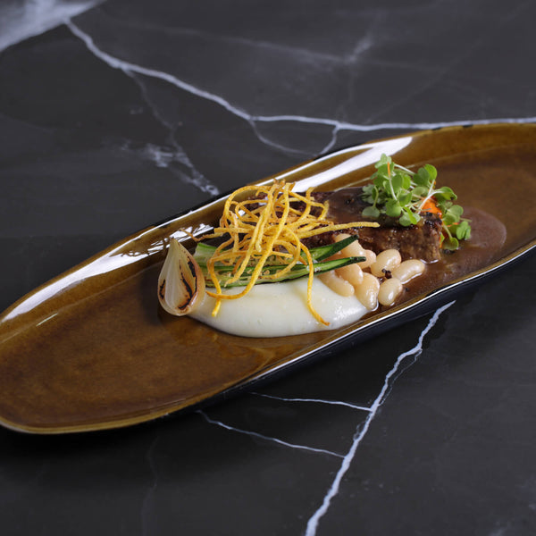 Porto Brasil AMBER SHALLOW OVAL PR LARGE ORGANIC STONEWARE dia. 14.17x5.12"  SKU: '1421477101