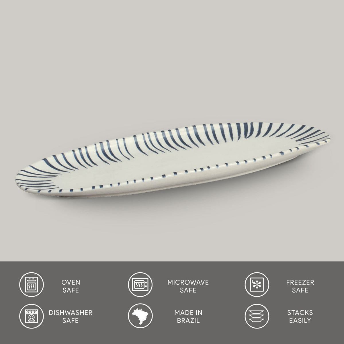 Porto Brasil ELEMENTO SHALLOW OVAL PR LARGE ORGANIC STONEWARE dia. 14.17x5.12"  SKU: '1421493101