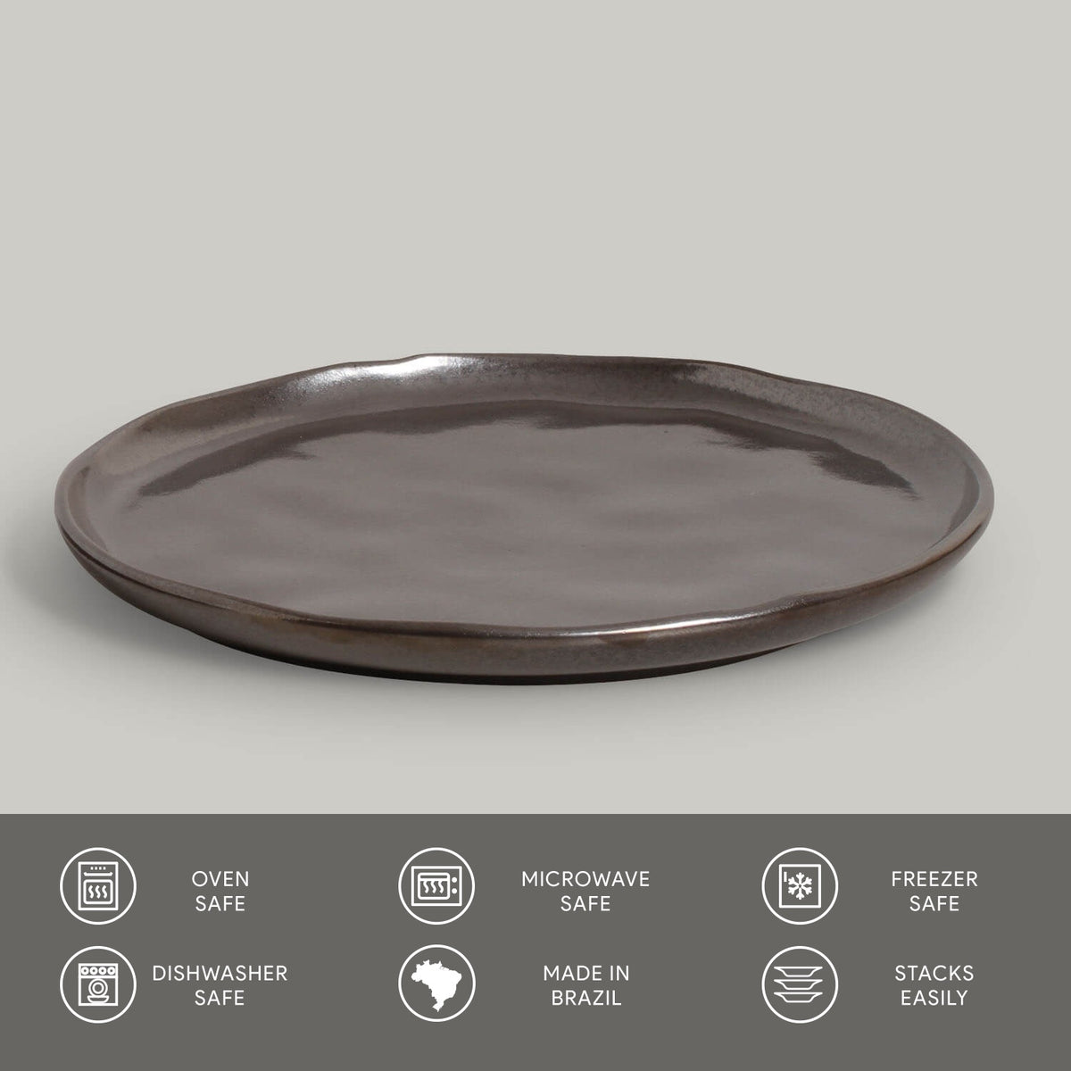 Porto Brasil METALLICA DESSERT PLATE BIO STONEWARE dia. 8.46"  SKU: '1431109301