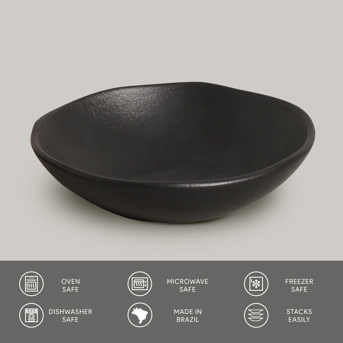 Porto Brasil MATTE BLACK BOWL ORGANIC STONEWARE dia. 6.9x2.2"  SKU: '1431473901