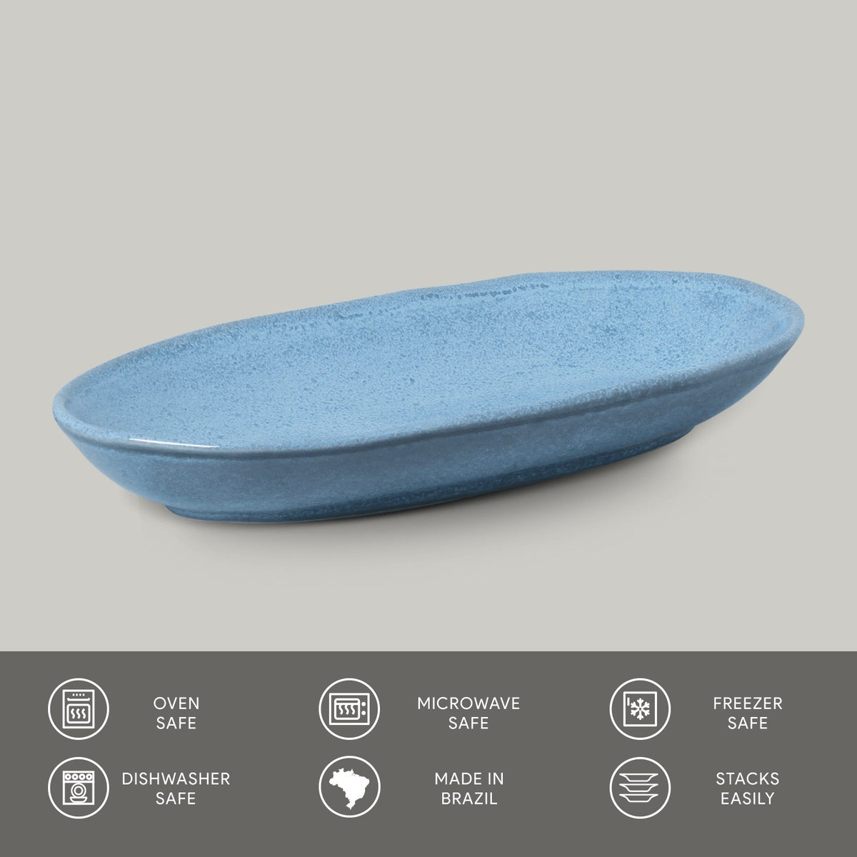 Porto Brasil BREEZE DEEP OVAL PR LARGE ORGANIC STONEWARE dia. 12.6x6.3"  SKU: '14414109001