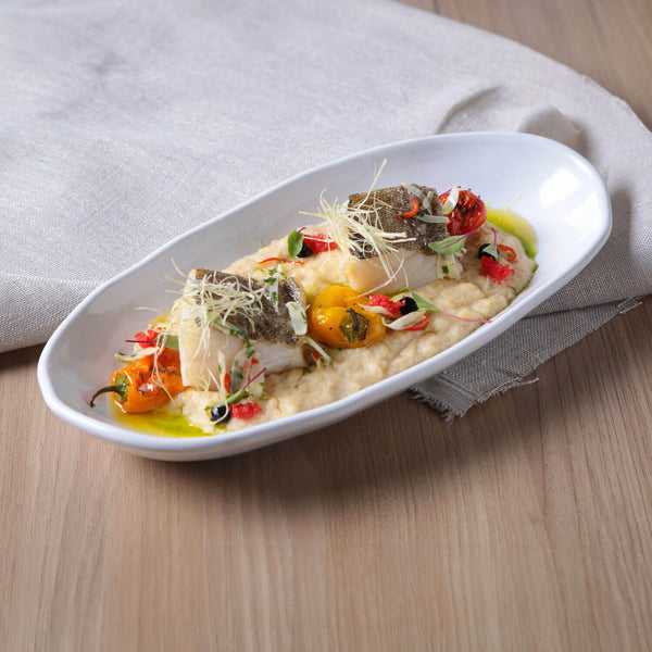 Porto Brasil NEW WHITE DEEP OVAL PR LARGE ORGANIC STONEWARE dia. 12.6x6.3"  SKU: '14414119801