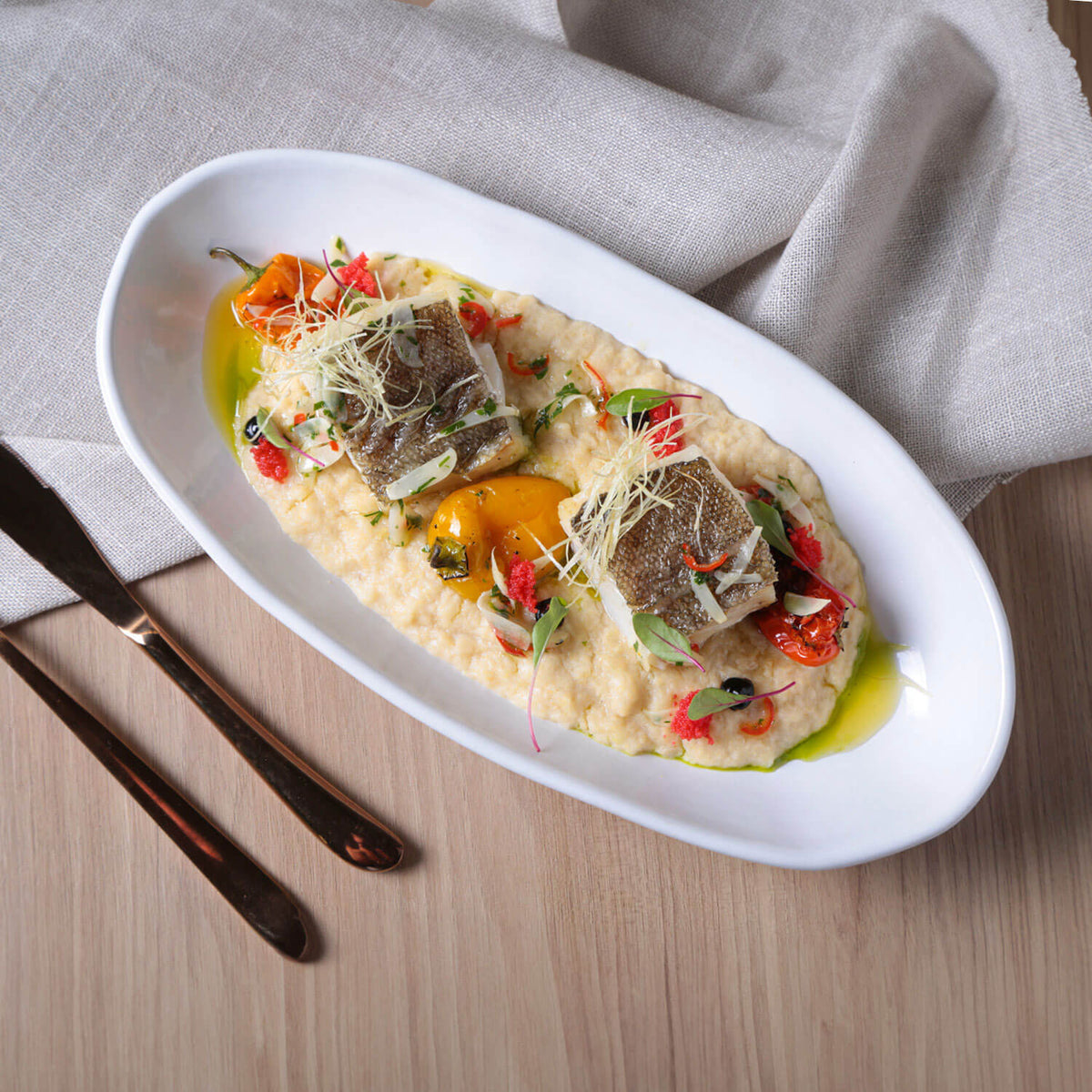 Porto Brasil NEW WHITE DEEP OVAL PR LARGE ORGANIC STONEWARE dia. 12.6x6.3"  SKU: '14414119801