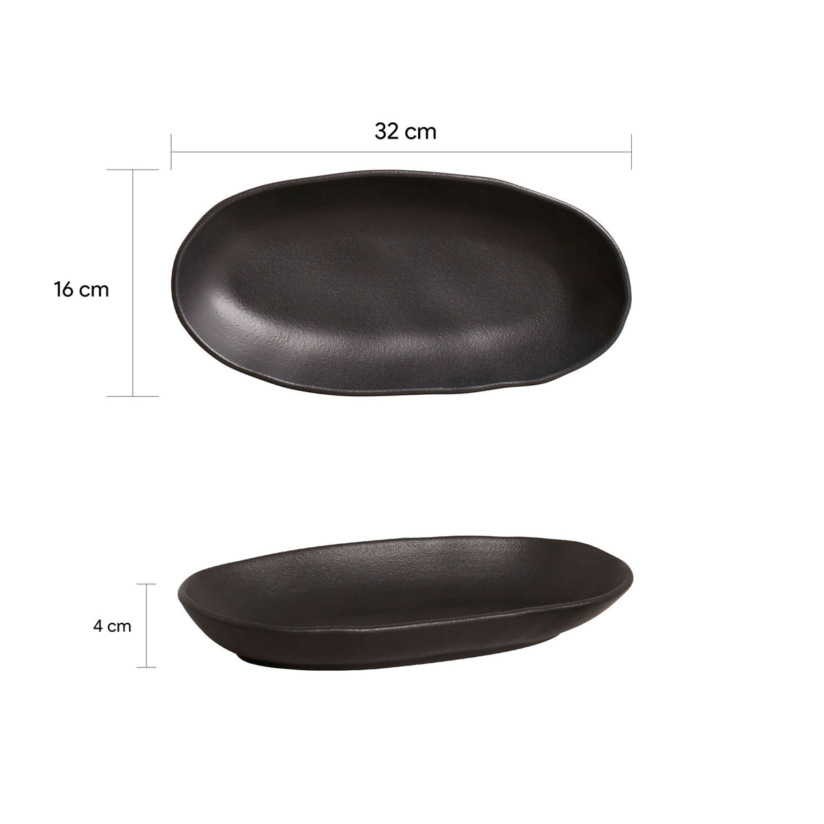 Porto Brasil MATTE BLACK DEEP OVAL PR LARGE ORGANIC STONEWARE dia. 12.6x6.3"  SKU: '1441473901