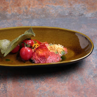 Porto Brasil AMBER DEEP OVAL PR LARGE ORGANIC STONEWARE dia. 12.6x6.3"  SKU: '1441477101