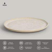 Porto Brasil LATTE LINHAS DESSERT PLATE STONEWARE dia. 8.46"  SKU: '1461108501
