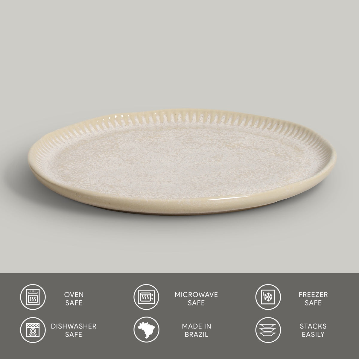 Porto Brasil LATTE LINHAS DESSERT PLATE STONEWARE dia. 8.46"  SKU: '1461108501