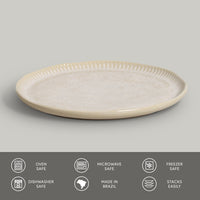 Porto Brasil LATTE LINHAS DESSERT PLATE STONEWARE dia. 8.46"  SKU: '1461108501