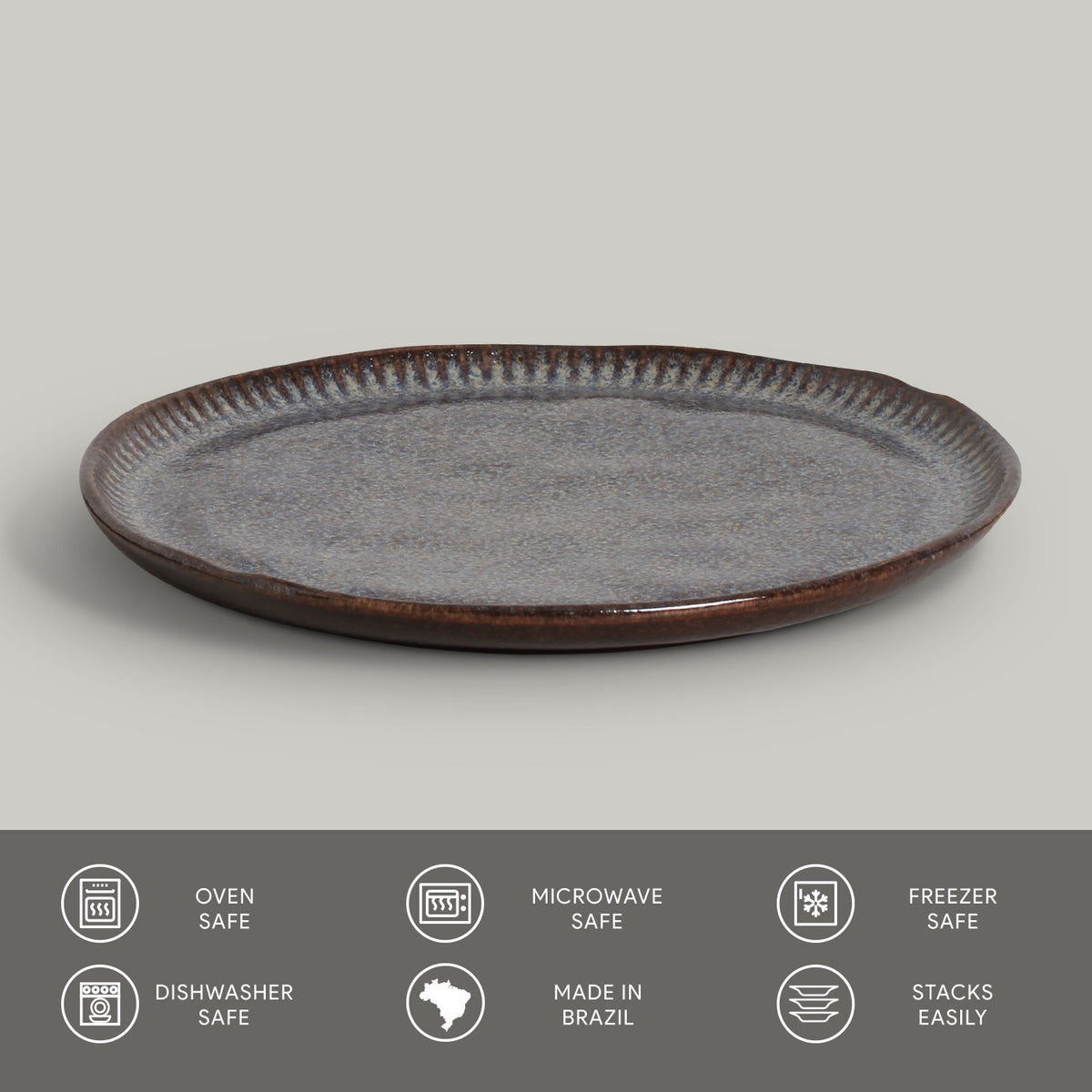 Porto Brasil TITANIUM LINHAS DESSERT PLATE STONEWARE dia. 8.46"   SKU: '1461109401