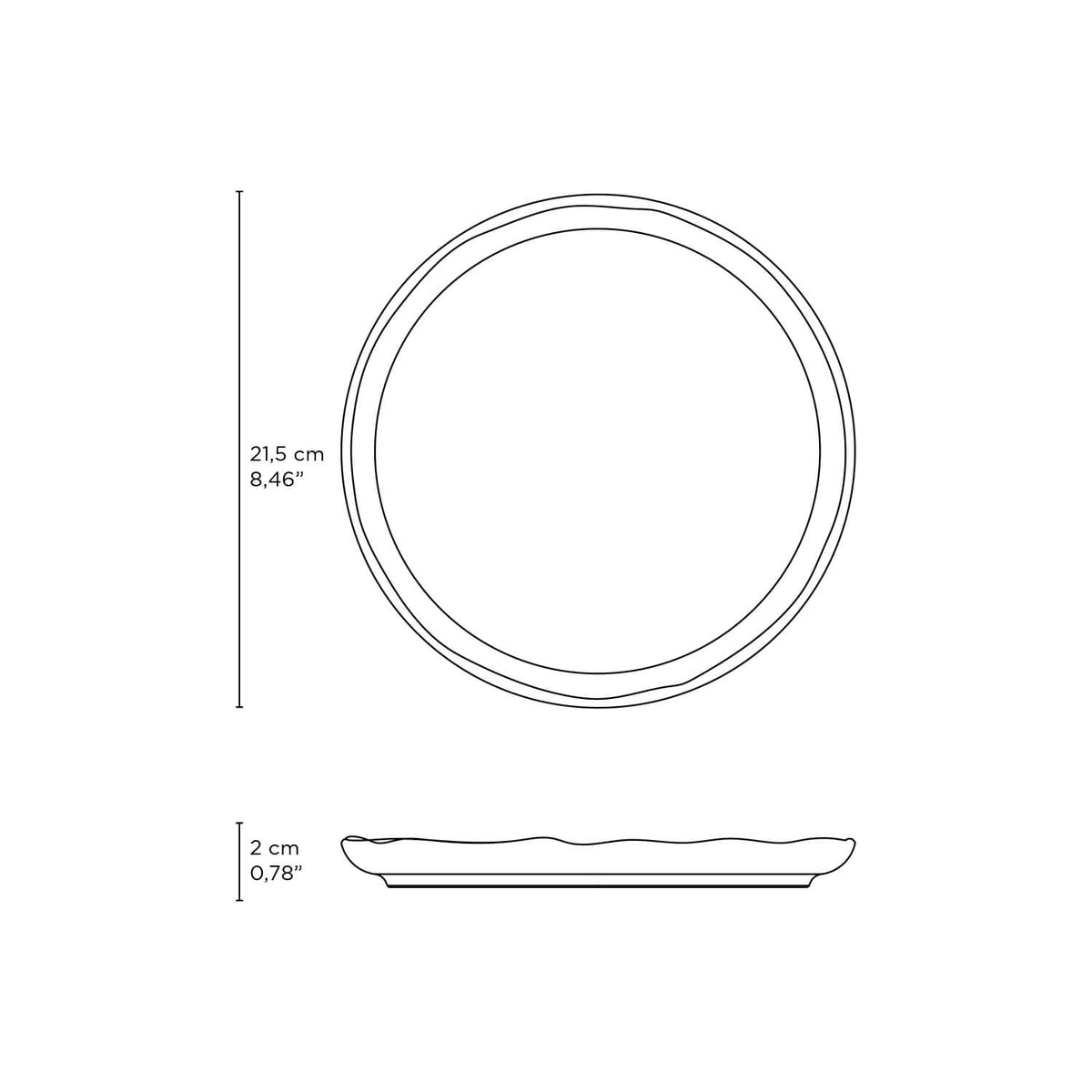 Porto Brasil TITANIUM LINHAS DESSERT PLATE STONEWARE dia. 8.46"   SKU: '1461109401