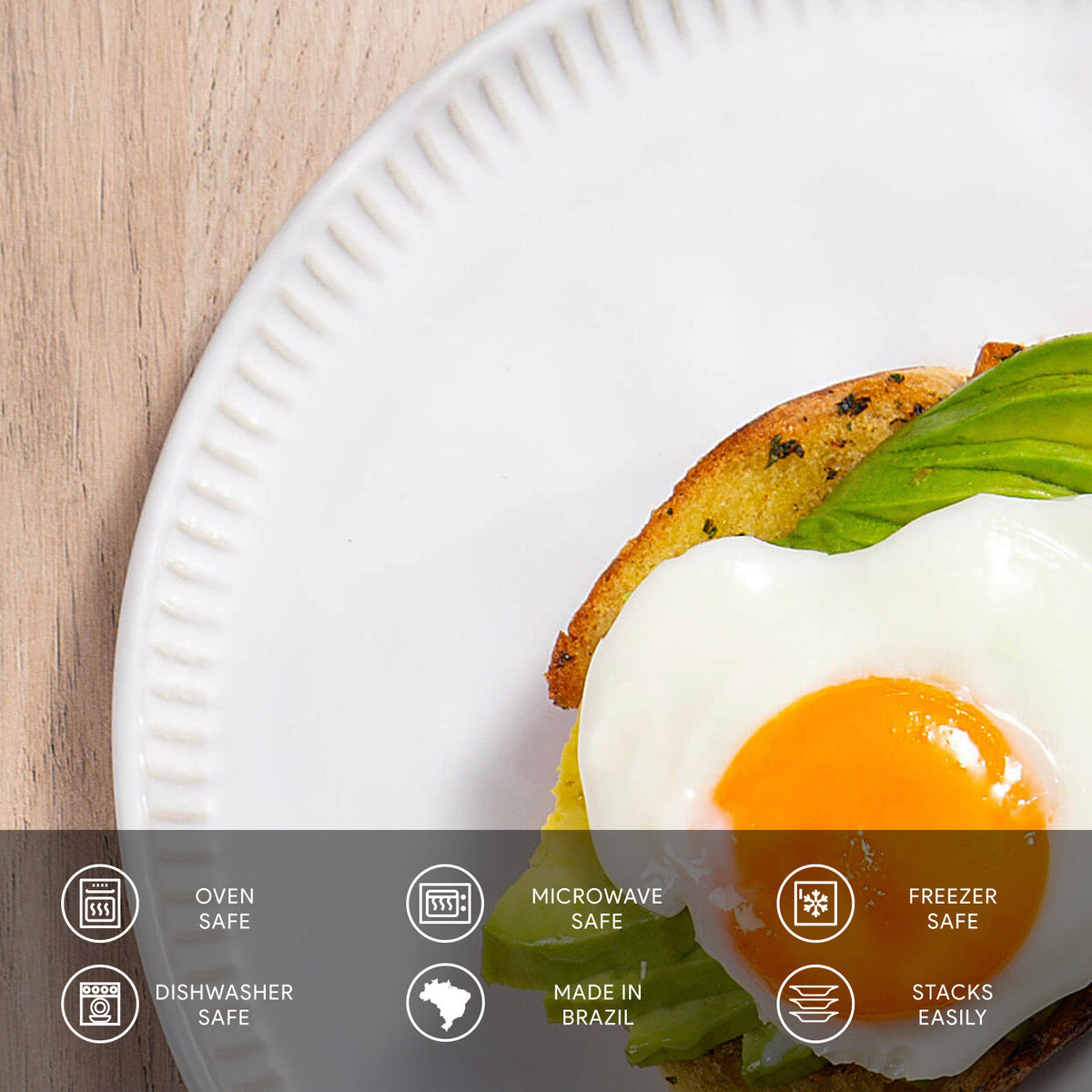 Porto Brasil NEW WHITE LINHAS DESSERT PLATE STONEWARE dia. 8.46"   SKU: '1461119801