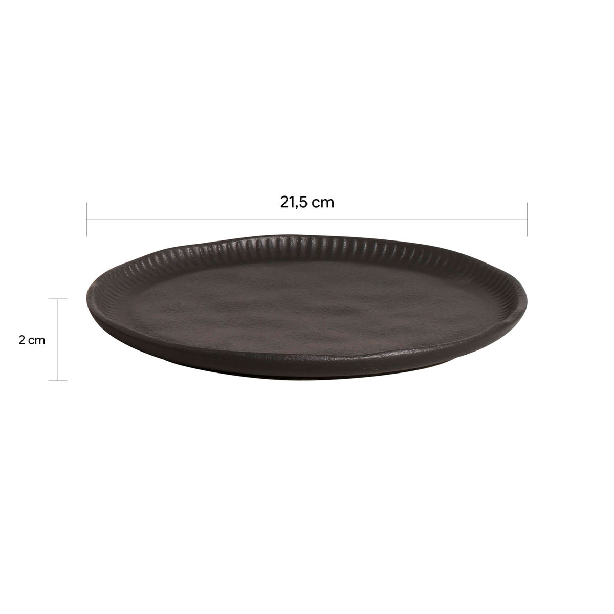 Porto Brasil MATTE BLACK LINHAS DESSERT PLATE STONEWARE dia. 8.46"   SKU: '146173901