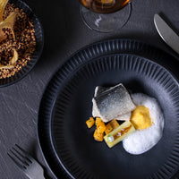 Porto Brasil MATTE BLACK LINHAS DESSERT PLATE STONEWARE dia. 8.46"   SKU: '146173901