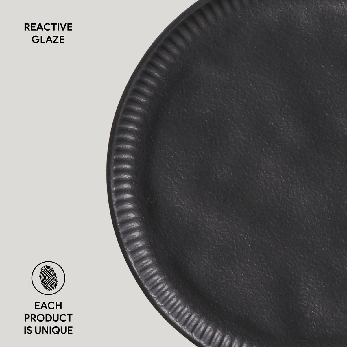 Porto Brasil MATTE BLACK LINHAS DESSERT PLATE STONEWARE dia. 8.46"   SKU: '146173901