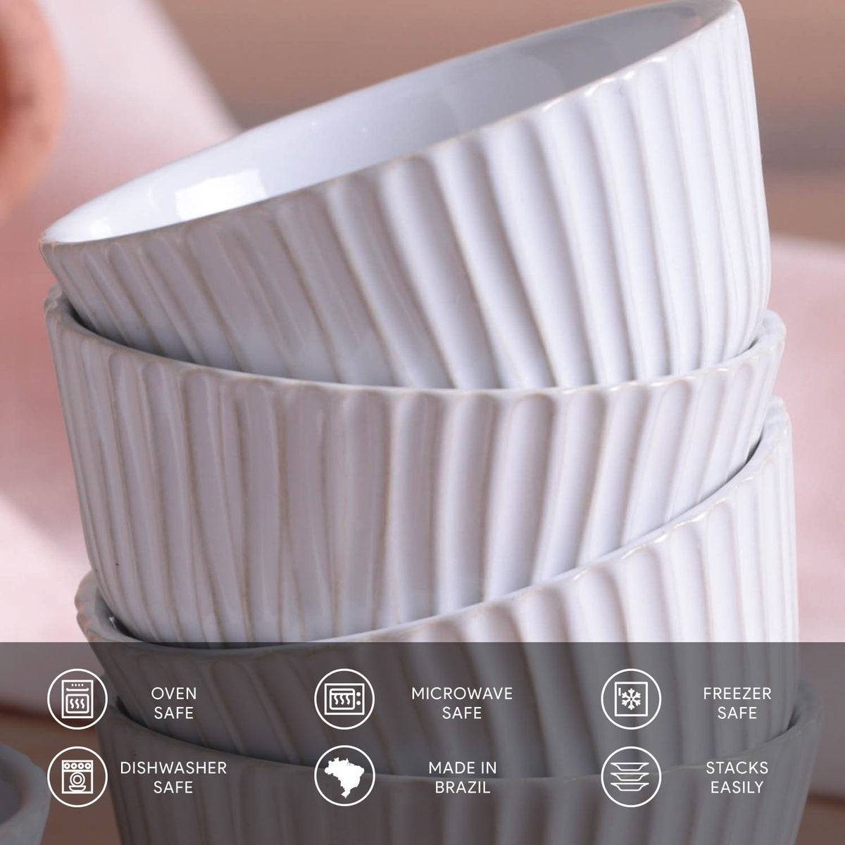 Porto Brasil NEW WHITE LINHAS RAMEKIN STONEWARE dia. 3.5x1.97"  SKU: '14661119801