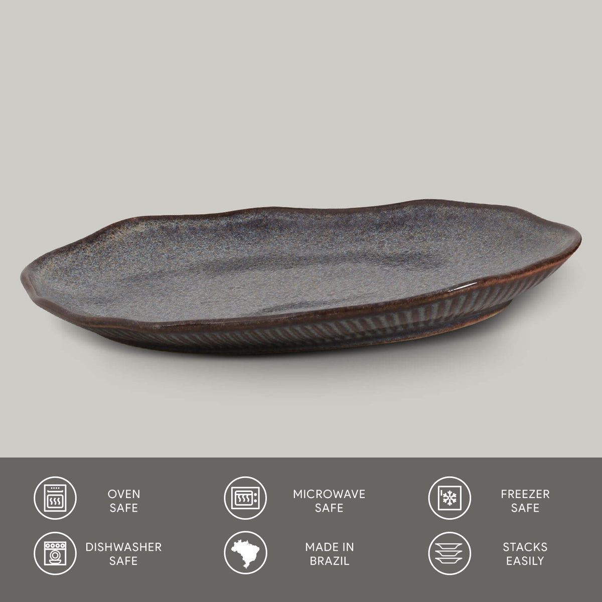 Porto Brasil TITANIUM SHALLOW OVAL PR MEDIUM BIO STONEWARE dia. 11.81x7.87"  SKU: '14831109401