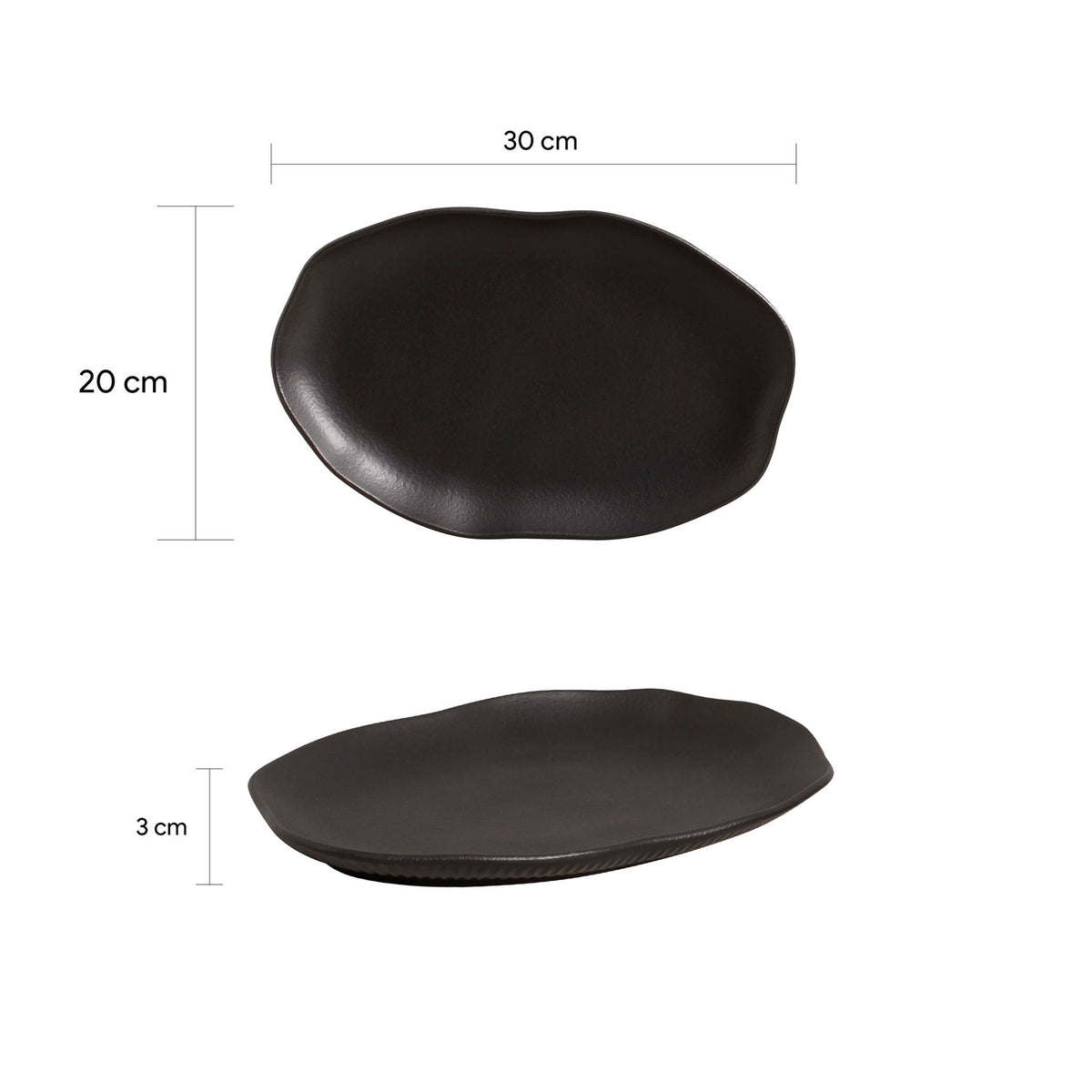 Porto Brasil MATTE BLACK SHALLOW OVAL PR MEDIUM BIO STONEWARE dia. 11.81x7.87"  SKU: '1483173901