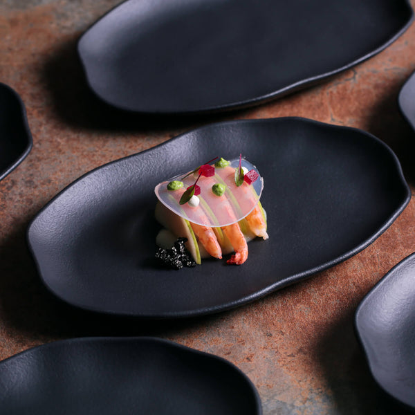 Porto Brasil MATTE BLACK SHALLOW OVAL PR MEDIUM BIO STONEWARE dia. 11.81x7.87"  SKU: '1483173901