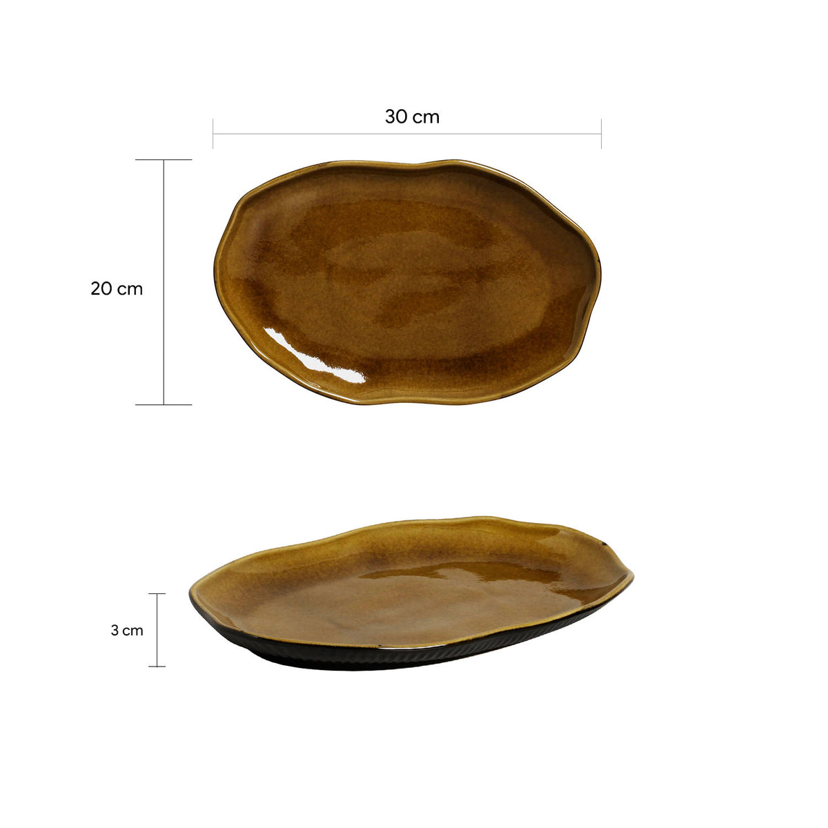 Porto Brasil AMBER SHALLOW OVAL PR MEDIUM BIO STONEWARE dia. 11.81x7.87"  SKU: '1483177101