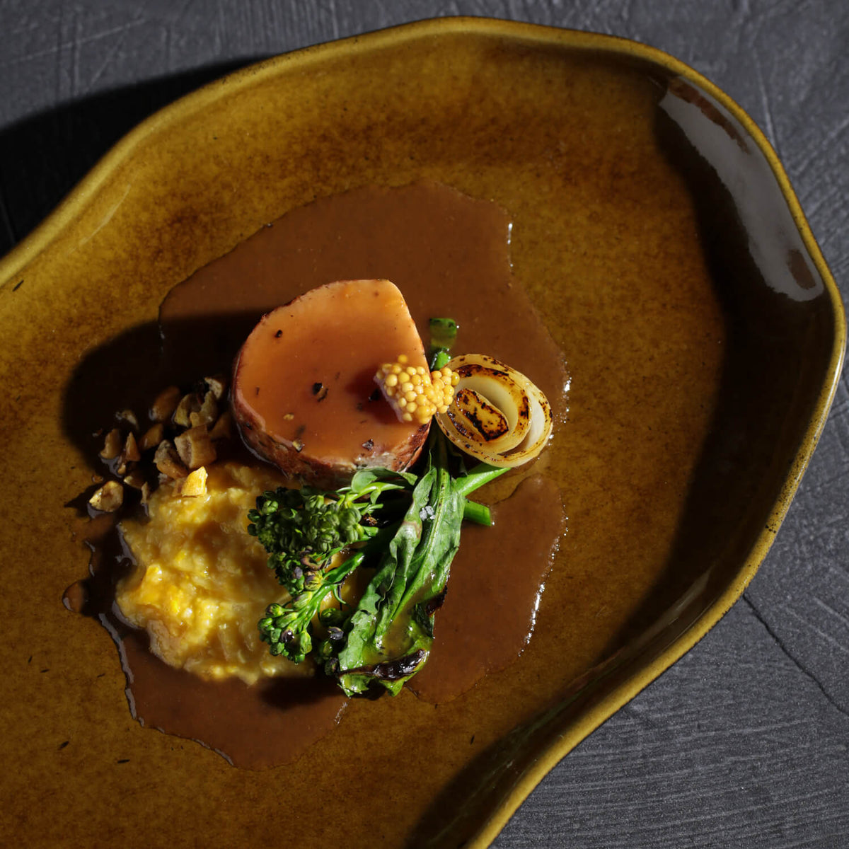 Porto Brasil AMBER SHALLOW OVAL PR MEDIUM BIO STONEWARE dia. 11.81x7.87"  SKU: '1483177101