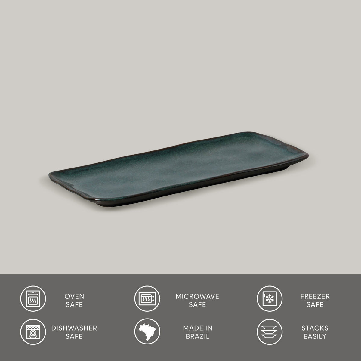 Porto Brasil OCEANO RECTANGULAR PR ORGANIC STONEWARE dia. 8.66x3.74"  SKU: '15014106701