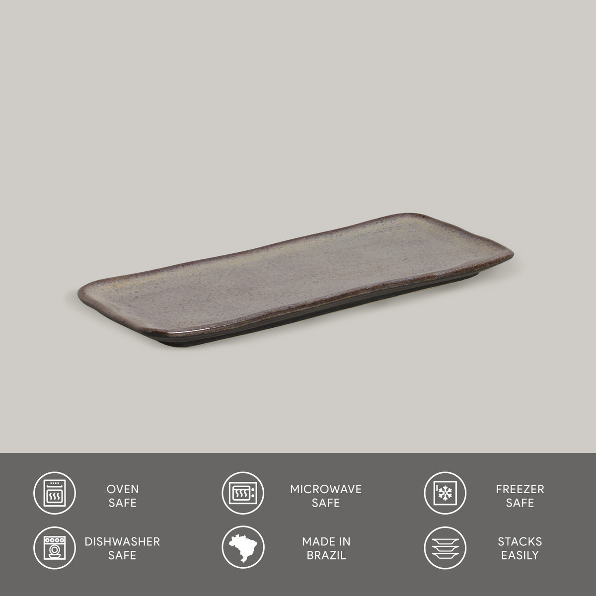 Porto Brasil TOURMALINE RECTANGULAR PR ORGANIC STONEWARE dia. 8.66x3.74"  SKU: '15014108901