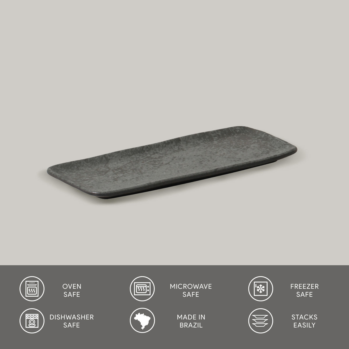 Porto Brasil CHROMIUM RECTANGULAR PR ORGANIC STONEWARE dia. 8.66x3.74"  SKU: '15014115901